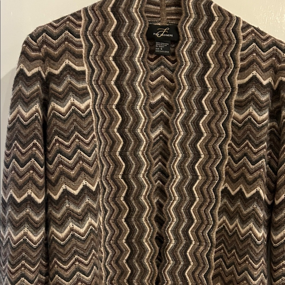 Brown Zigzag Pattern Cardigan - image 3